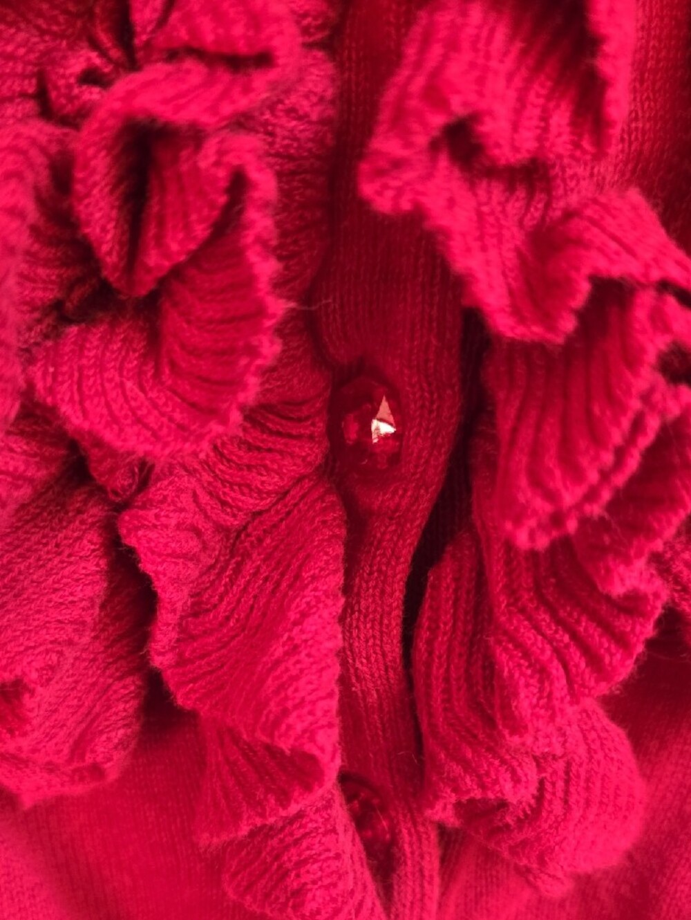 Cherokee Red Ruffle-Front Cardigan Sweater - Picture 3 of 7